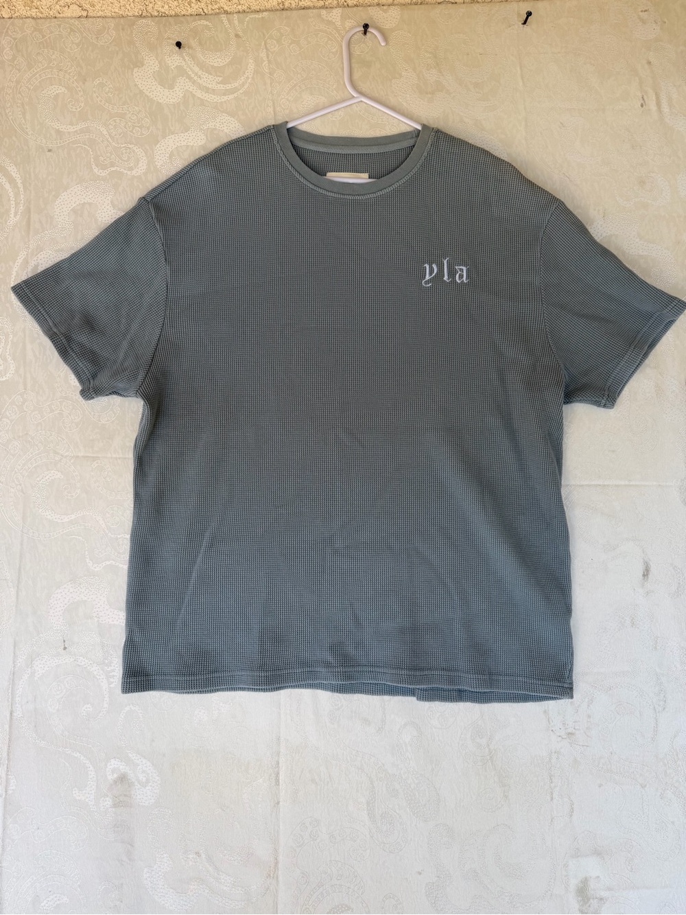 YoungLA Men's Short Sleeve Waffle Tee in Slate Green